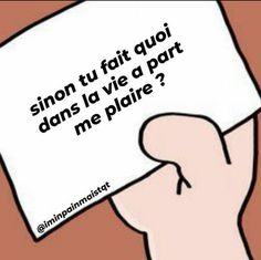 a person holding up a piece of paper with the words'son tu fatt quii sans la vie a parte me pluire? '