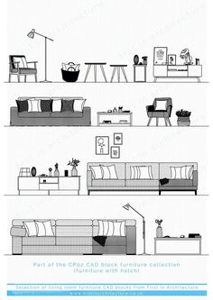 the diagram shows different types of couches and tables in various positions, with text below