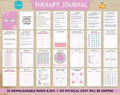 the printable therapy journal is displayed on a table