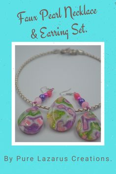 Colourful glass like finish on this beautiful handmade pendant & earring set. Made of polymer clay this women's jewellery set will make a wonderful gift or present for that special friend. I have used many layers of clay to create a Mother of Pearl effect. Looks amazing. #handmadenecklace #polymerclayjewellery #bohochokernecklace #giftsforher Translucent Clay, Pendant Earring Set, Pink Jewelry Set, Purple Dangle Earrings, Pearl Jewelry Set, Mother Of Pearl Jewelry, Pendant Earring, Pearl Jewelry Sets, Pink Clay