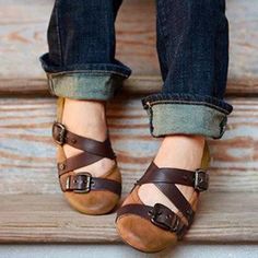 Casual Brown Sandals With Flat Heel, Comfortable Closed Toe Brown Sandals, Comfortable Brown Closed Toe Sandals, Casual Brown Flat Sandals, Brown Flat Heel Non-slip Sandals, Casual Brown Sandals With Round Toe, Casual Brown Round Toe Sandals, Brown Non-slip Round Toe Sandals, Time Traveller