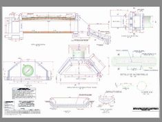 an architectural drawing with blueprints and drawings