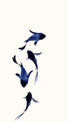 three fish are flying in the air together