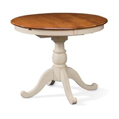 a white table with a wooden top