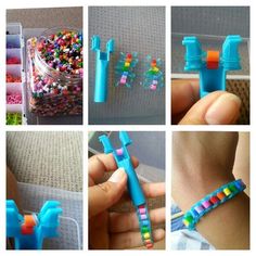 there are many different pictures of toothbrushes and beads