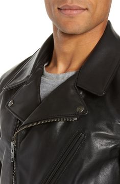 A quintessential moto jacket crafted from heavyweight cowhide leather with a waxy finish is designed with all the classic details of a ready-to-ride style. Bi-swing shoulders allow for easy movement on or off the bike. Style Name:Schott Nyc Waxy Cowhide Leather Moto Jacket. Style Number: 5769862. On Or Off, Diy Kits Gift, Leather Moto, Leather Cleaning, Leather Moto Jacket, Moto Jacket, Cowhide Leather, Zip Pockets, Leather Jacket