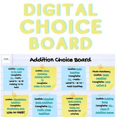 the digital choice board is shown in blue and yellow