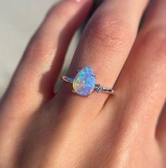 Natural Pear Opal Ring-Stackable Opal Ring-Fire Opal Ring-Ethiopian Opal Ring-Sterling Silver Ring-Engagement Ring-Promise Ring-Gift For Her ☆ Details ☆ * Made of 925 Sterling Silver * Available in 14k Gold Plating, Rose Gold Plating or Rhodium Plated * We use a THICK, DURABLE 14k GOLD plating - for a piece that will last you years to come!  * VERY HIGH QUALITY Main Stone - Natural Ethiopian Opal  Shape - Pear  Metal - Select From Options NOTE - Inbox me for the bigger size if it is not availabl Jasmine Jewelry, Pear Opal Ring, Sterling Silver Opal Ring, Natural Opal Ring, Silver Opal Ring, Ethiopian Opal Ring, Promise Ring Gift, Fire Opal Ring, Crystal Opal