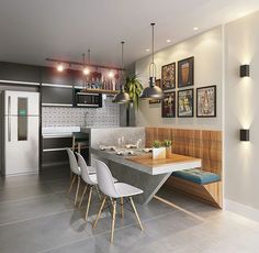 the kitchen is clean and ready to be used as a dining room or living room