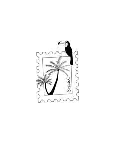 Brazil Stamp Tattoo, Palm Tree Stamp Tattoo, Rio Tattoo Ideas, Cabo Tattoo Ideas, Brazil Inspired Tattoo, Brazilian Tattoo Ideas Brazil, Cuba Tattoo Ideas Design, Brazilian Tattoos, Bahamas Tattoo