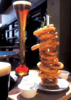 New Manager, Yard House, Bistro Food, Pub Food, Food Displays, Fish And Chips, Onion Rings, Serving Food, Food Decoration