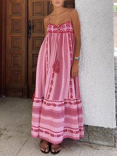 Ethnic Style Crochet Patchwork Knitted Slip Maxi Dress – Likemychoice