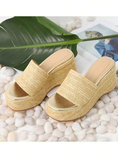 Platform Wedge Sandals Espadrille Sandals For Women Slip On Slides Raffia Sandals Flatform High Heel Open Toe Beach Sandals Apricot Vacation,Fashionable    Plain    Women Shoes, size features are:Bust: ,Length: ,Sleeve Length: Raffia Sandals, Espadrille Sandals, Platform Wedge Sandals, Sandals For Women, Platform Wedge, Beach Sandals, Platform Wedges, Maternity Bag, Sandal Espadrille