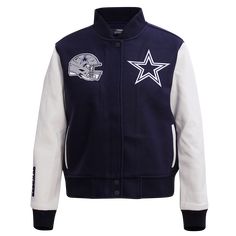 NFL DALLAS COWBOYS CLASSIC WOOL MEN´S VARSITY JACKET (MIDNIGHT NAVY/WH – Pro Standard Winter Varsity Jacket For Fan Gear With Team Spirit, Winter Varsity Jacket For Team Spirit, Winter Varsity Jacket For Fan Gear, Team Spirit Varsity Jacket For Game Day Winter, Team Spirit Varsity Jacket For Game Day, Team-colored Fall Outerwear For Fan Gear, Team-colored Varsity Jacket For Game Day In Fall, Team-colored Varsity Jacket For Fall, Navy Varsity Jacket For Fall