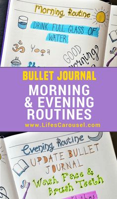 Morning & Evening Bullet Journal Routines | Using your bullet journal layout to create the perfect morning and evening routines. Track your success in your bujo with routine tracker pages. Reset Your Life! Perfect way to start a bullet journal! Morning And Evening Routines, Expressive Writing, Journals Ideas, Routine Tracker, Evening Routines, Capt America, Bujo Layout, Morning Journal, Bullet Journal How To Start A