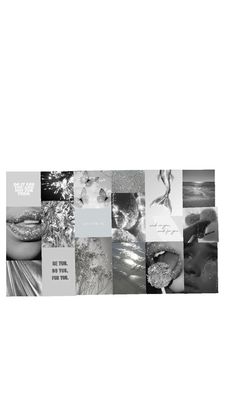 black and white photo collage with different images on it's side, including an image of a woman in the water