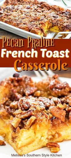 a close up of a plate of french toast casserole