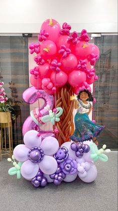 balloons are arranged in the shape of flowers