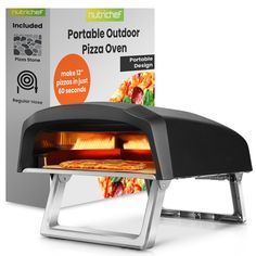 the portable outdoor pizza oven is ready to be cooked