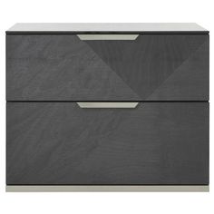 an image of two drawers with metal handles on each side and one drawer in the middle