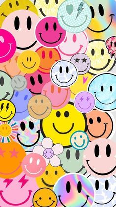 many different colored smiley faces with the words god loves you