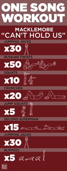 the one song workout poster is shown in red and white, with instructions for how to do