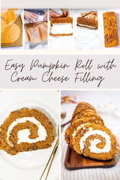 easy pumpkin roll with cream cheese filling