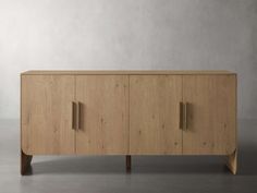 the sideboard is made out of wood and has two doors on one side, and three