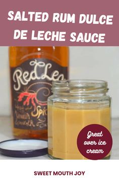 an image of salted rum dulce de leche sauce with text overlay