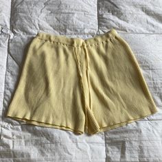 The Lullaby Club Alex Sure Knit Pants Size M/L In Butter Yellow Like Brand New Because I’ve Only Ever Tried Them On Lullaby Club, Club Shorts, Butter Yellow, Knit Pants, Yellow Color, High Waist, Butter, High Waisted, Womens Shorts