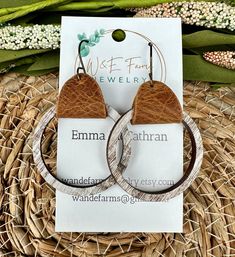 Beautiful White washed Wooden Hoop Earrings with Genuine leather strap. Earrings measure 2.75 inches long. Hooks are hypoallergenic, nickel and lead free. Looking for a different style wooden hoop? Check out these! https://www.etsy.com/listing/1178727561 Thank you for your business! W&E Farms Nickel-free Brown Hoop Earrings For Everyday, Brown Nickel-free Hoop Earrings For Everyday, White Washed Wood, Whitewash Wood, Wooden Hoop, Jewelry Earrings Hoops, Leather Earrings, White Wash, Different Styles