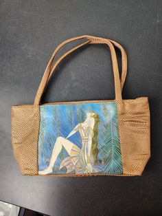 "Vintage handbag featuring the art of Ting Shao Kuang.  \"Return to Nature\" painted in 1989, greatly influenced by Picasso." Vintage Hand Painted Rectangular Bag, Elegant Hand Painted Rectangular Bag, Elegant Hand Painted Rectangular Bags, Artistic Rectangular Evening Bag, Return To Nature, Vintage Handbag, Top Handle Bags, Nature Paintings, Vintage Handbags