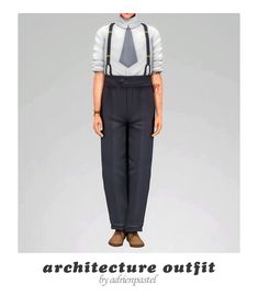 an animated image of a man wearing a tie and suspenders with the words architecture outfit