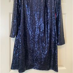 Brand New Size 10 Navy Blue Sequin Dress Blue Long Sleeve Mini Dress For Holiday, Blue Holiday Mini Dress, Elegant Blue Dress For Holiday Party, Blue Sequined Holiday Dress, Holiday Blue Sequined Dresses, Blue Sequin Holiday Dresses, Blue Sequin Dress For Holidays, Blue Sequin Dress For Holiday Party, Spring Blue Mini Dress For Holiday Party