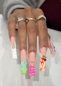 Claw Nails Designs, Coffin Nails Designs Summer, Homecoming Nails, Acrylic Toe Nails, Glow Nails, Work Nails