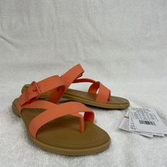 New! Crocs Womens Tulum Toe Post Sandals Coral Strappy Comfort Summer Shoes Sandals Size 4 Perfect Condition Original. Versatile. Comfortable. Year-Round Summery Style. Feel The Warmth And Joy Of Summer All Year Long With The New Crocs Tulum Collection Of Sandals And Flats. This Style Features Flexible Matlite Straps With An Adjustable Buckle, And Soft Tpu Toe Posts Feel Good As You Jaunt Around Town. Dress It Up Or Dress It Down Whatever You Choose, You’ll Feel Pretty, Elegant And Summery No Ma Adjustable Ankle Strap Sandals In Orange, Adjustable Ankle Strap Orange Sandals, Orange Synthetic Flat Heel Sandals, Summer Orange Ankle Strap Sandals, Orange Ankle Strap Sandals For Summer, Orange Flat Sandals For Spring, Orange Flat Synthetic Sandals, Orange Flat Sandals With Buckle Closure, Adjustable Orange Sandals For Vacation