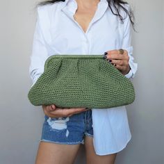 "Khaki Pouch Bag, Khaki Summer Pouch Bag, Modern Khaki Handmade Clutch Bag For Women 📌 Get ready for the summer of 2023 with our stylish and versatile summer bag, meticulously handcrafted with eco-friendly paper yarn. 📌 This summer bag is the perfect accessory for women who want to embrace the season with a touch of crochet charm and natural elegance. 📌 Available in three convenient sizes - small, medium, and large - you can choose the perfect size to suit your needs and style. 📌 Made with a Summer Casual Shoulder Bag Clutch, Casual Summer Shoulder Clutch, Summer Tote With Removable Pouch, Casual Summer Crossbody Clutch, Casual Summer Clutch With Removable Pouch, Summer Handheld Pouch For Daily Use, Trendy Crochet Bag With Removable Pouch, Casual Clutch With Removable Pouch, Trendy Summer Tote Clutch