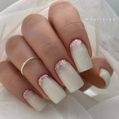 Nail Inspo Ideas, Milky Nails, Cute Simple Nails, Simple Gel Nails, Casual Nails, French Nail Designs, Mermaid Nails, Latest Nail Art, Bling Acrylic Nails