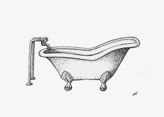 an old fashioned bathtub with the faucet turned upside down