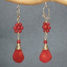 Red Coral cluster dangle flower dainty earrings Modglam 198 Red Drop Earrings For Everyday Wear, Dainty Red Dangle Jewelry, Red Jewelry With Matching Earrings For Everyday, Dainty Red Earrings For Everyday, Elegant Red 14k Gold-filled Earrings, Elegant Red 14k Gold Filled Earrings, Elegant 14k Gold-filled Red Jewelry, Elegant Red Gold Jewelry, Dainty Red Jewelry With Ear Wire