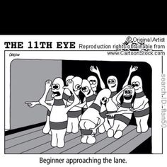 an image of cartoon characters with caption that reads, the 11 th eves beginner approaching the lane