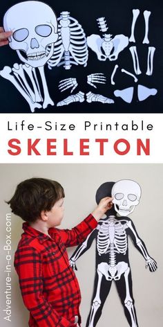 a kid is making a skeleton puppet out of paper and then it's cut out