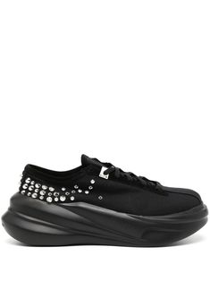 black stud detailing round toe front lace-up fastening branded insole flat rubber sole Studded Sneakers, Hiking Sneakers, Black Stud, 1017 Alyx 9sm, Sneakers Grey, Chunky Sneakers, Low Sneakers, Slip On Sneakers, Sneakers White