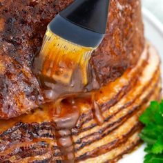 This is the best ever Pineapple Glaze for Ham! Just 10 minutes for a sweet, sticky, caramelized glaze that will make your ham the star of the table! Sauce For Ham, Pineapple Bbq Sauce, Glaze For Ham, Pineapple Glaze For Ham, Frozen Dinner Rolls, Pineapple Glaze, Pineapple Ham, Green Beans With Bacon, Honey Baked Ham