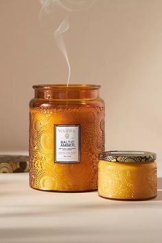 Voluspa Japonica Baltic Amber Glass Jar Candle​ | Anthropologie Voluspa Candles, Anthropologie Candle, Good Burns, Anthropologie Home, Amber Resin, Amber Glass Jars, Glass Jar Candles, Natural Candles, Large Candles