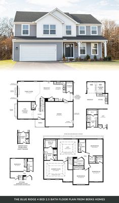 two story house plans with three car garages and one living room in the middle