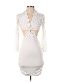 Shein Cocktail Dress Size: 4 Ivory Dresses - used. 95% POLYESTER, 5% ELASTANE, Plunge, Knee Length, Long Sleeve | Shein Cocktail Dress: Ivory Dresses - Used - Size 4 Ivory Cocktail Dress, Ivory Dresses, Knee Length, Cocktail Dress, Women Handbags, Size 4, Womens Dresses, Handbags, Long Sleeve