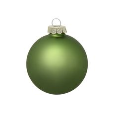 a green christmas ball ornament with a white background