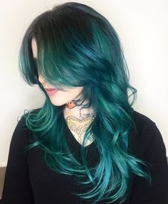 Dark Teal Hair, Turquoise Hair Color, Emerald Hair, Green Hair Dye, Blue Green Hair, Aqua Hair, Goth Hair, Teal Hair, Turquoise Hair