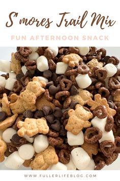 a pile of s'mores trail mix with text overlay